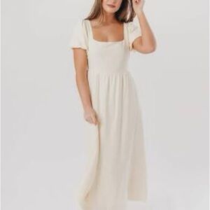 Worth Ainsley Ivory MidiDress with Puff sleeves